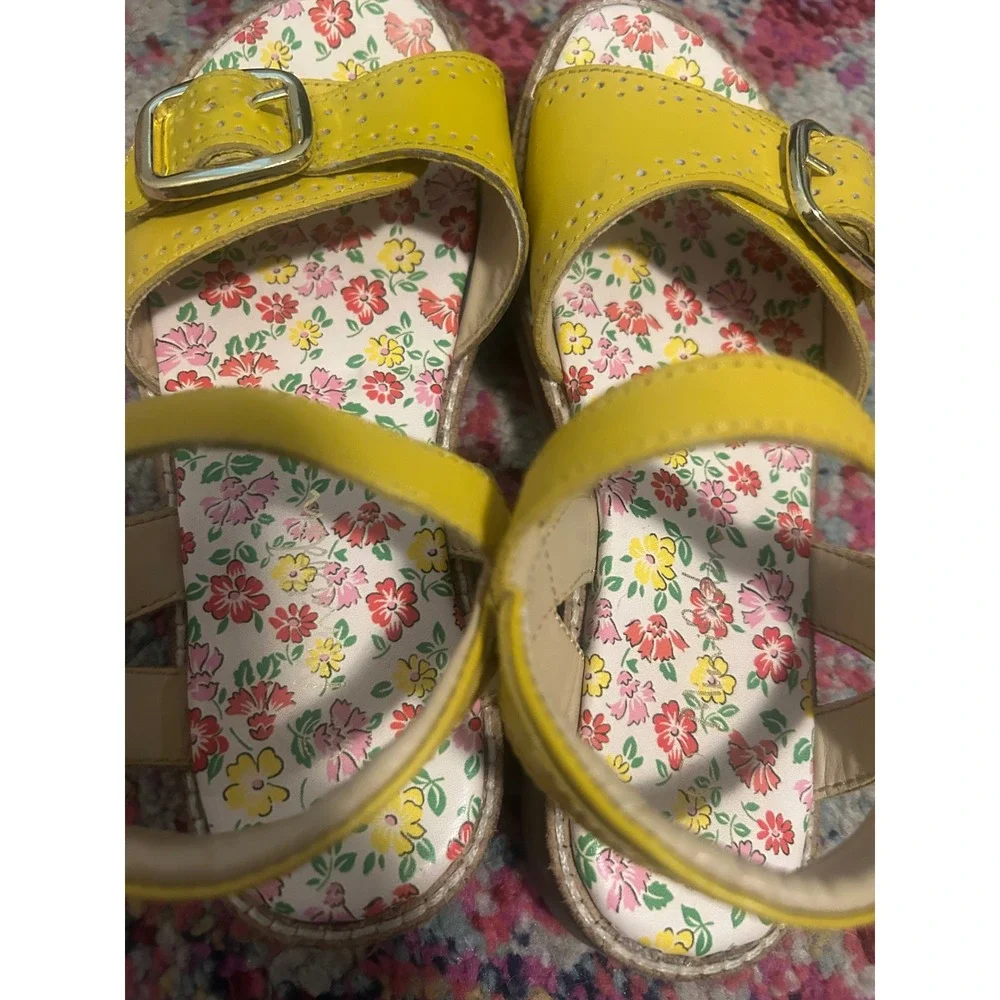 Kids‎ Yellow Floral Print Leather Buckle Sandals Toddler Child